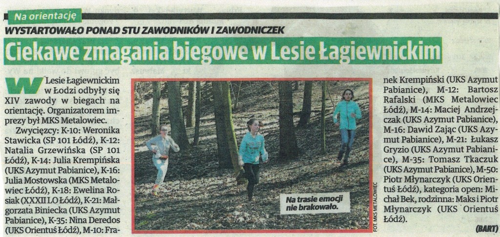 Artykuł o zawodach w Lesie Łagiewnickim
